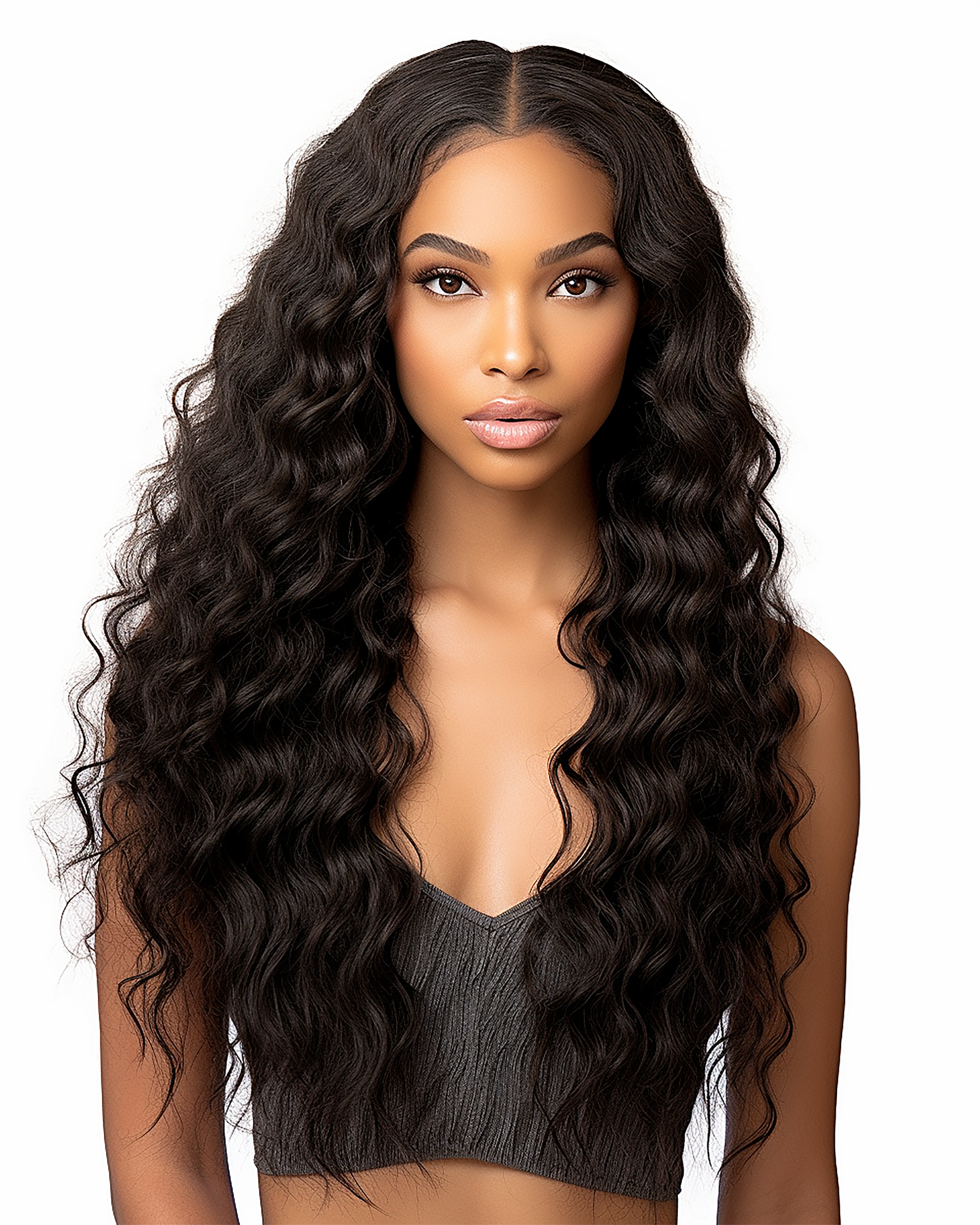 4x4 Transparent Closure Wigs Deep Wave Texture Natural Black 1b 