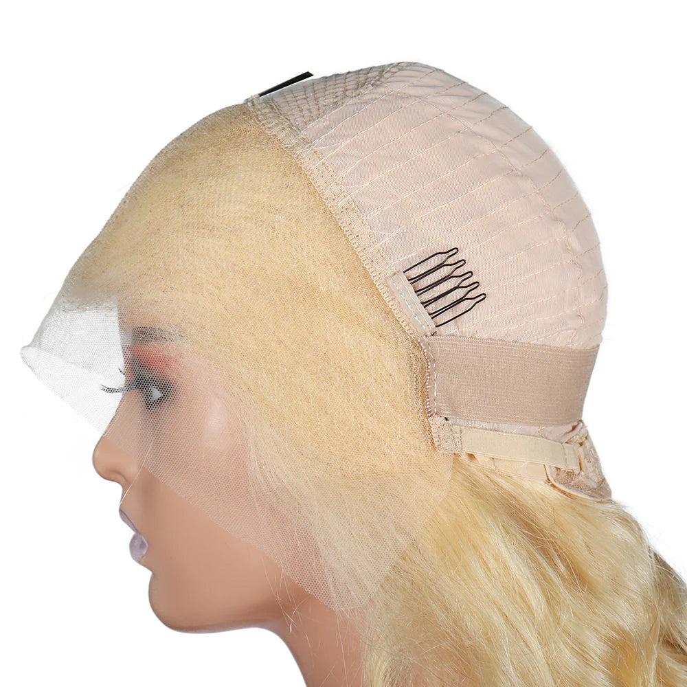 Full Parting 13x4 Transparent Lace Frontal Wigs Inside of Wig Construction Blonde 613