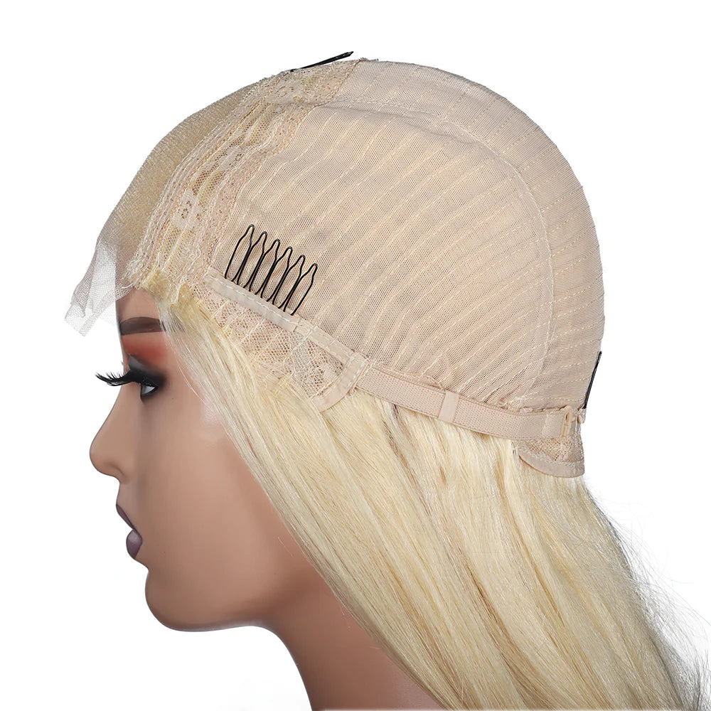 4x4 Transparent Lace Closure Wigs Inside of Wig Construction Blonde 613