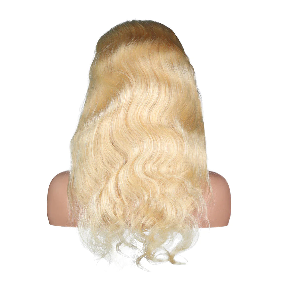 Full Parting 13x4 Transparent Lace Frontal Wigs Body Wave Texture Blonde 613